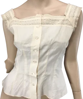 00&#x2019;s Antique Ivory Beige Cotton Lace Chemise