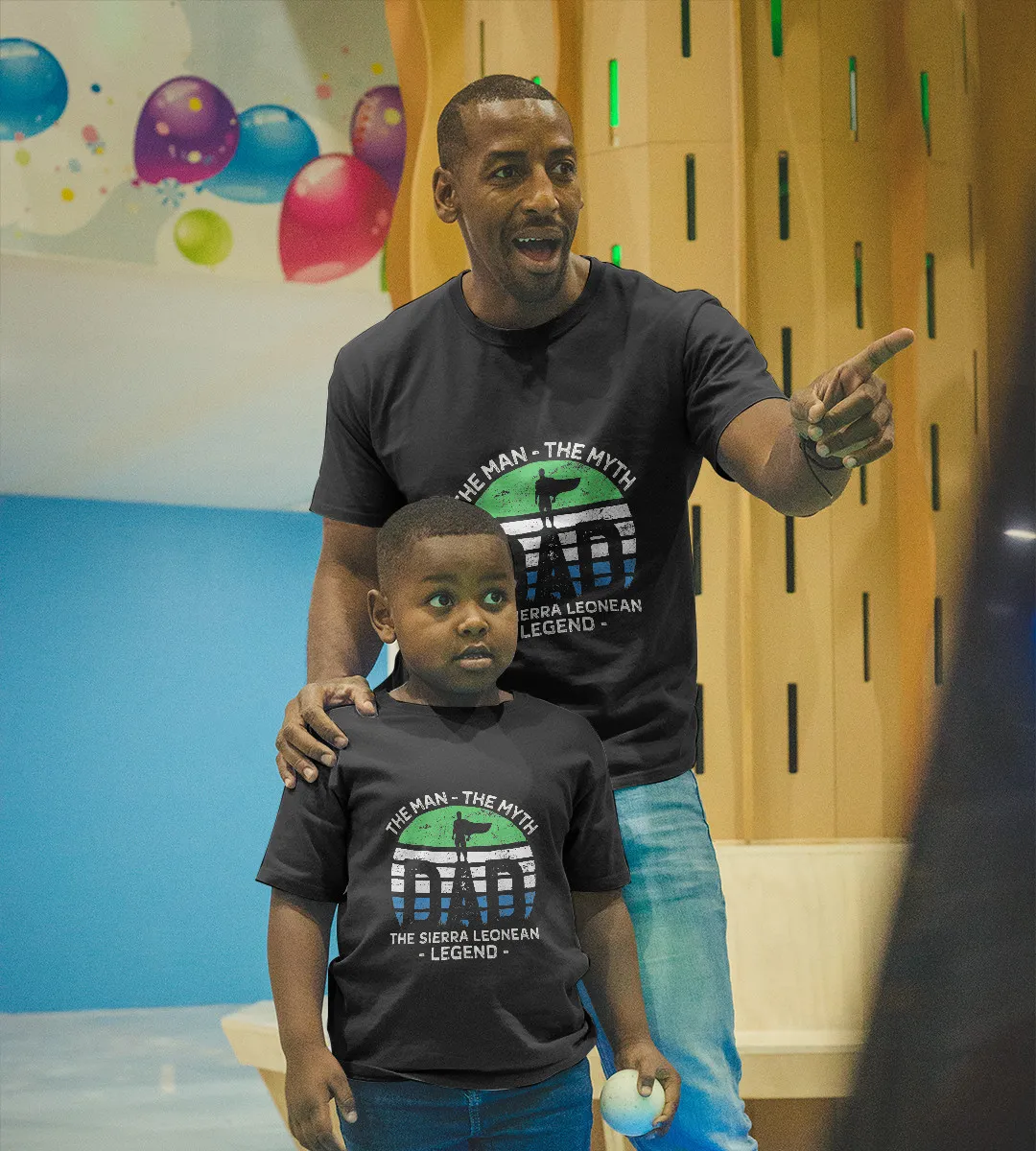 1sttheworld T-Shirt - Dad The Man The Myth The Sierra Leonean Legend T-Shirt Black A35