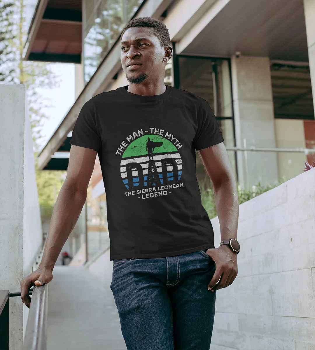 1sttheworld T-Shirt - Dad The Man The Myth The Sierra Leonean Legend T-Shirt Black A35