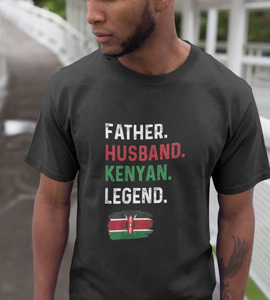 1sttheworld T-Shirt - Father Husband Kenyan Legend Proud Dad T-Shirt Black A35