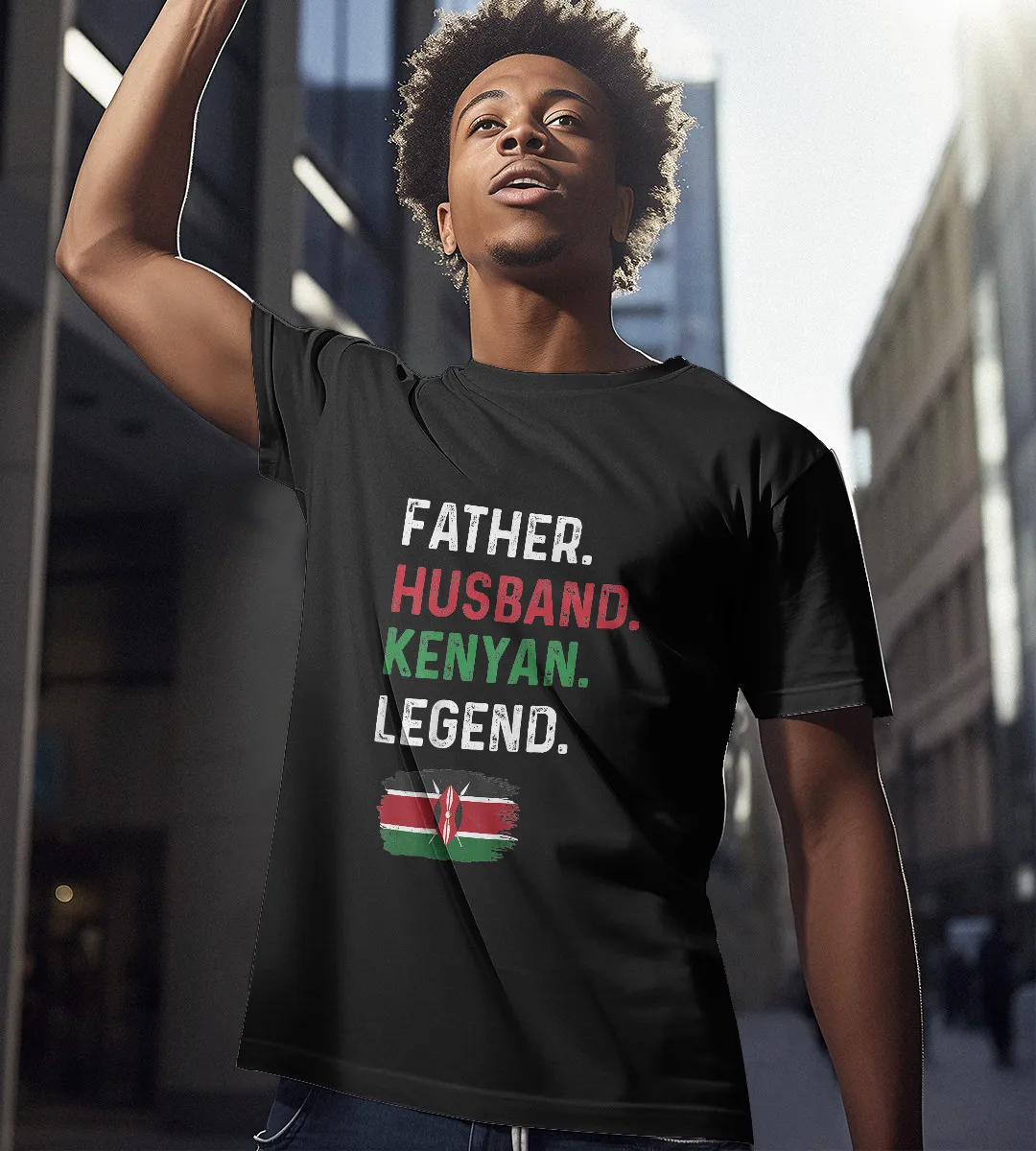 1sttheworld T-Shirt - Father Husband Kenyan Legend Proud Dad T-Shirt Black A35