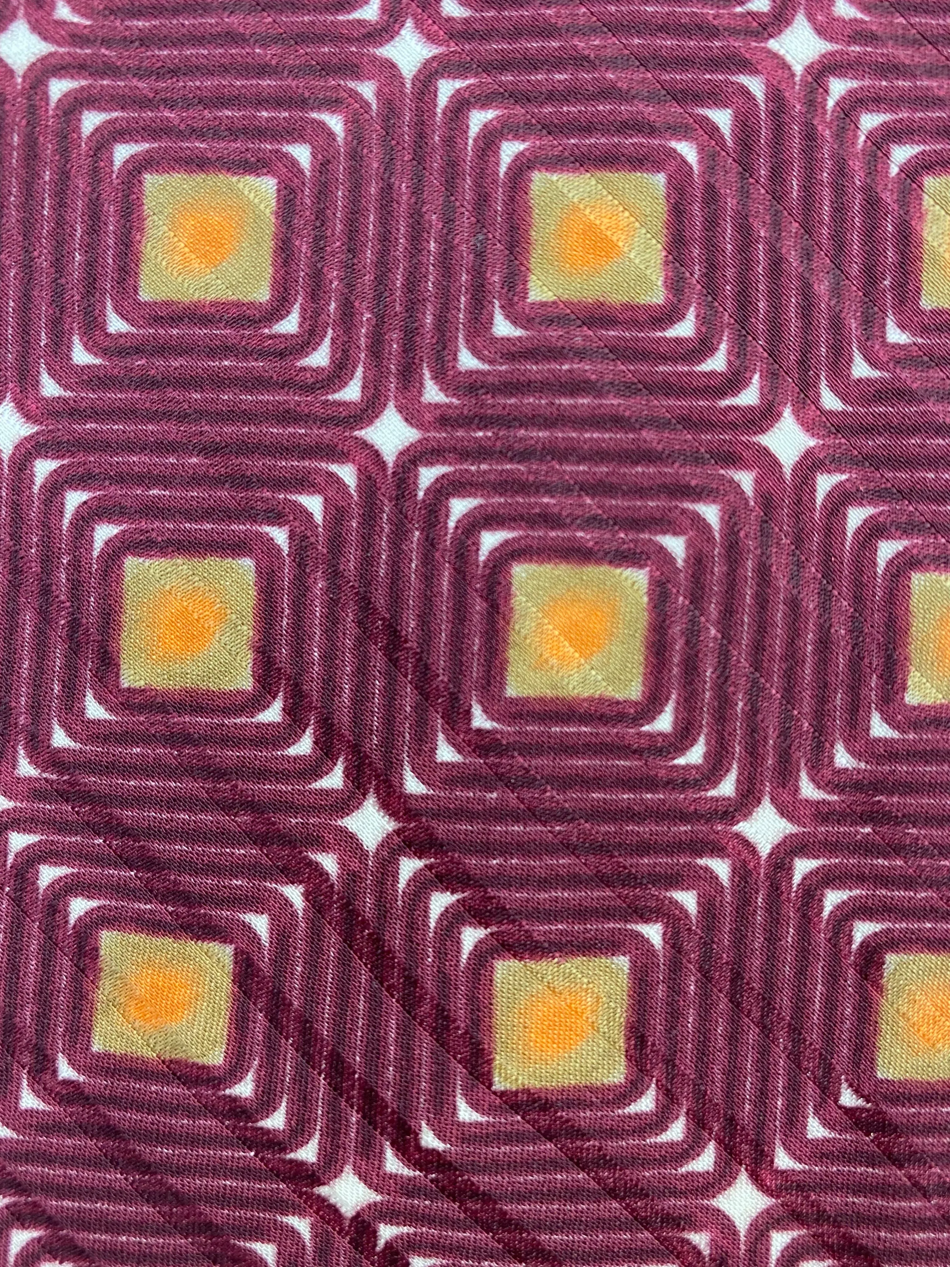 90s Deadstock Silk Necktie, Men's Vintage Burgundy Geometric Pattern Tie, NOS