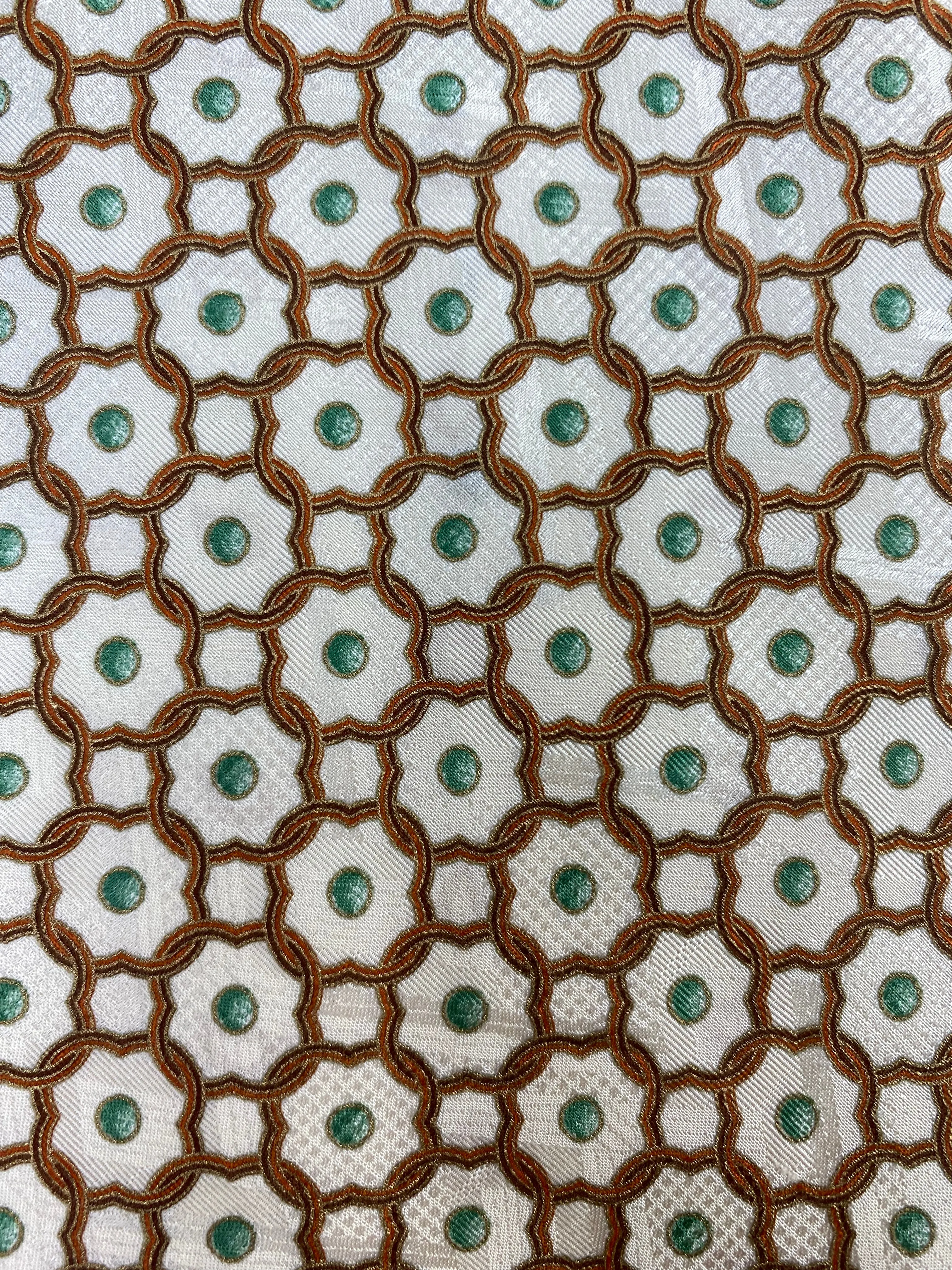 90s Deadstock Silk Necktie, Men's Vintage Gold Quatrefoil Link Pattern Tie, NOS