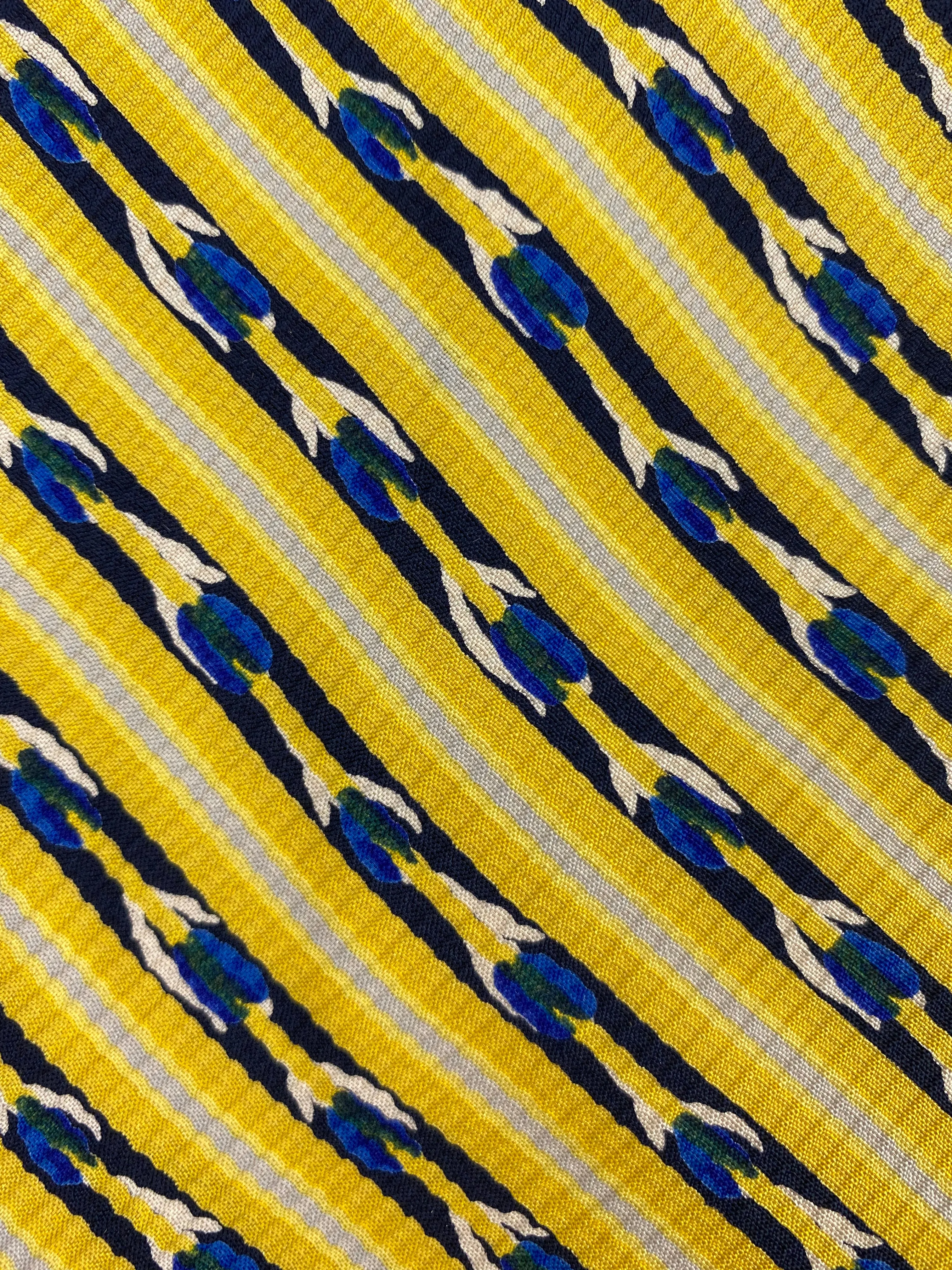 90s Deadstock Silk Necktie, Men's Vintage Gold/Blue Diagonal Stripe Pattern Tie, NOS