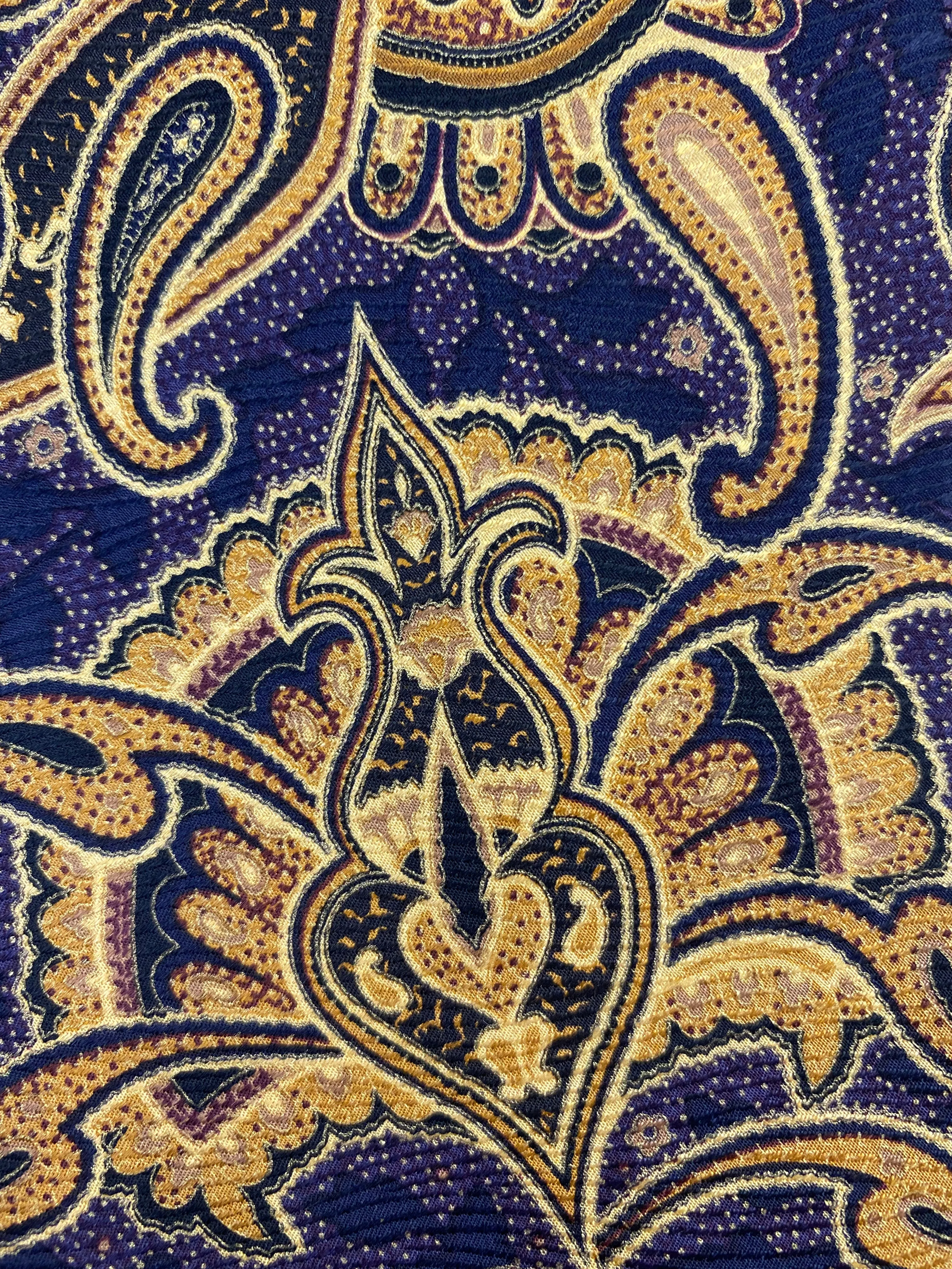 90s Deadstock Silk Necktie, Men's Vintage Gold/Purple Paisley Pattern Tie, NOS