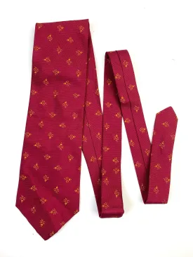 90s Deadstock Silk Necktie, Men's Vintage Wine/ Gold Micro Floral Pattern Tie, NOS