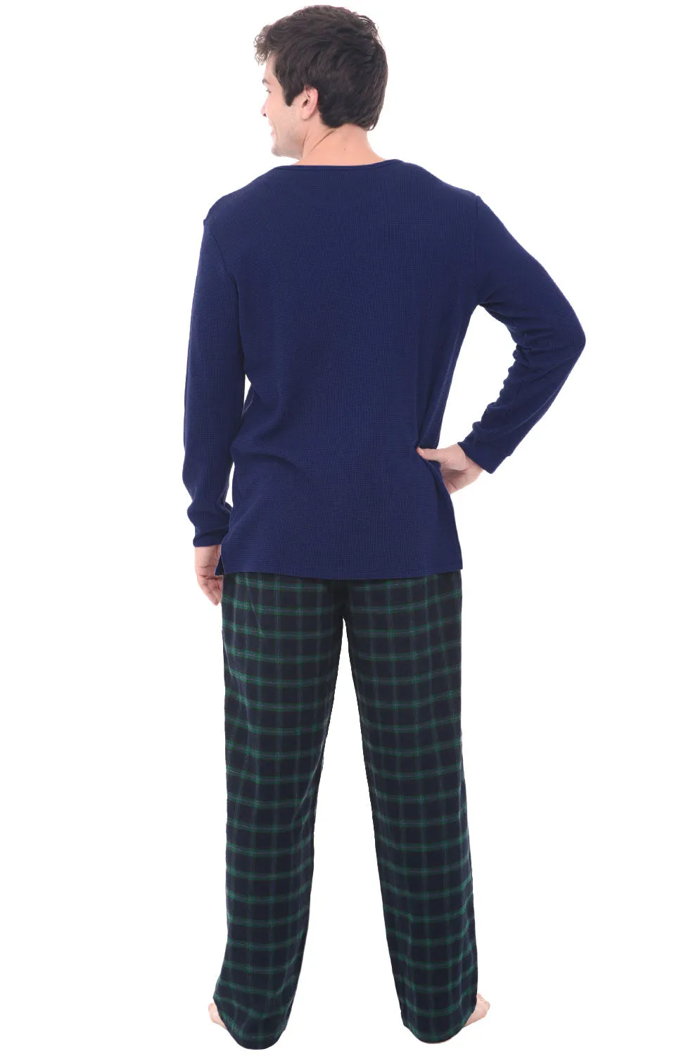 ADR Mens Flannel Pajamas, Thermal Knit Top Cotton Pj Set