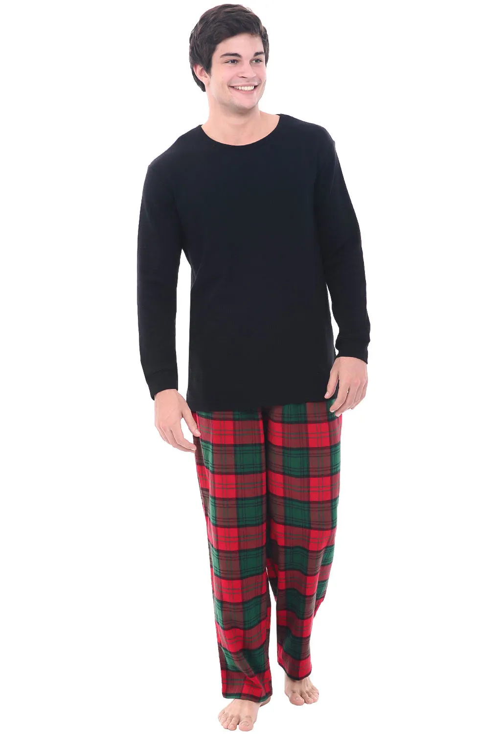 ADR Mens Flannel Pajamas, Thermal Knit Top Cotton Pj Set