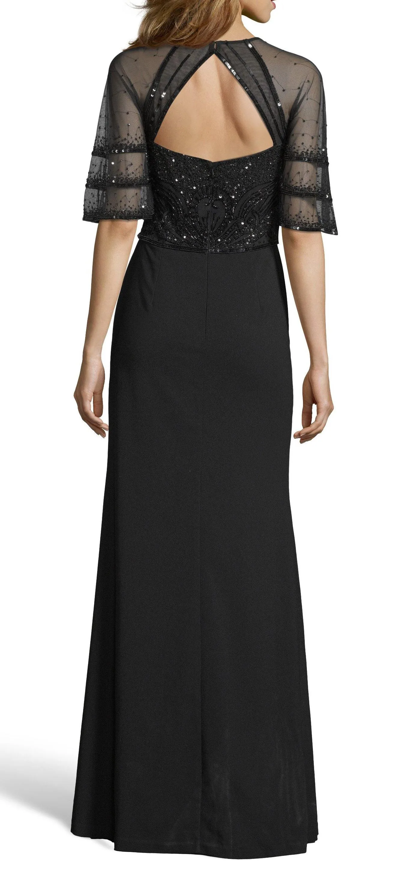 Adrianna Papell AP1E204863 Long Sleeve Cutout Crepe Formal Dress