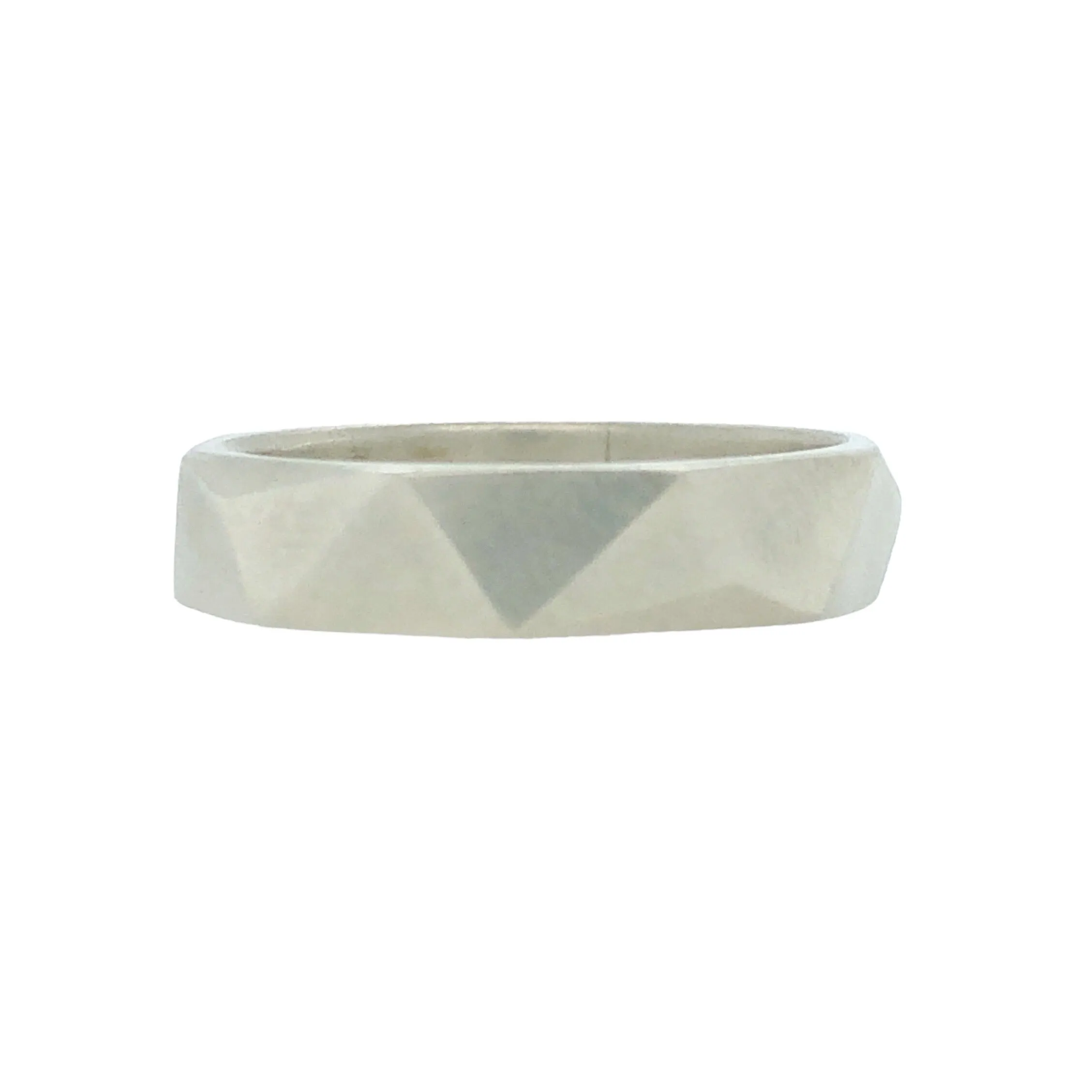 Asymmetrical Facet White Gold Ring - Ash Hilton