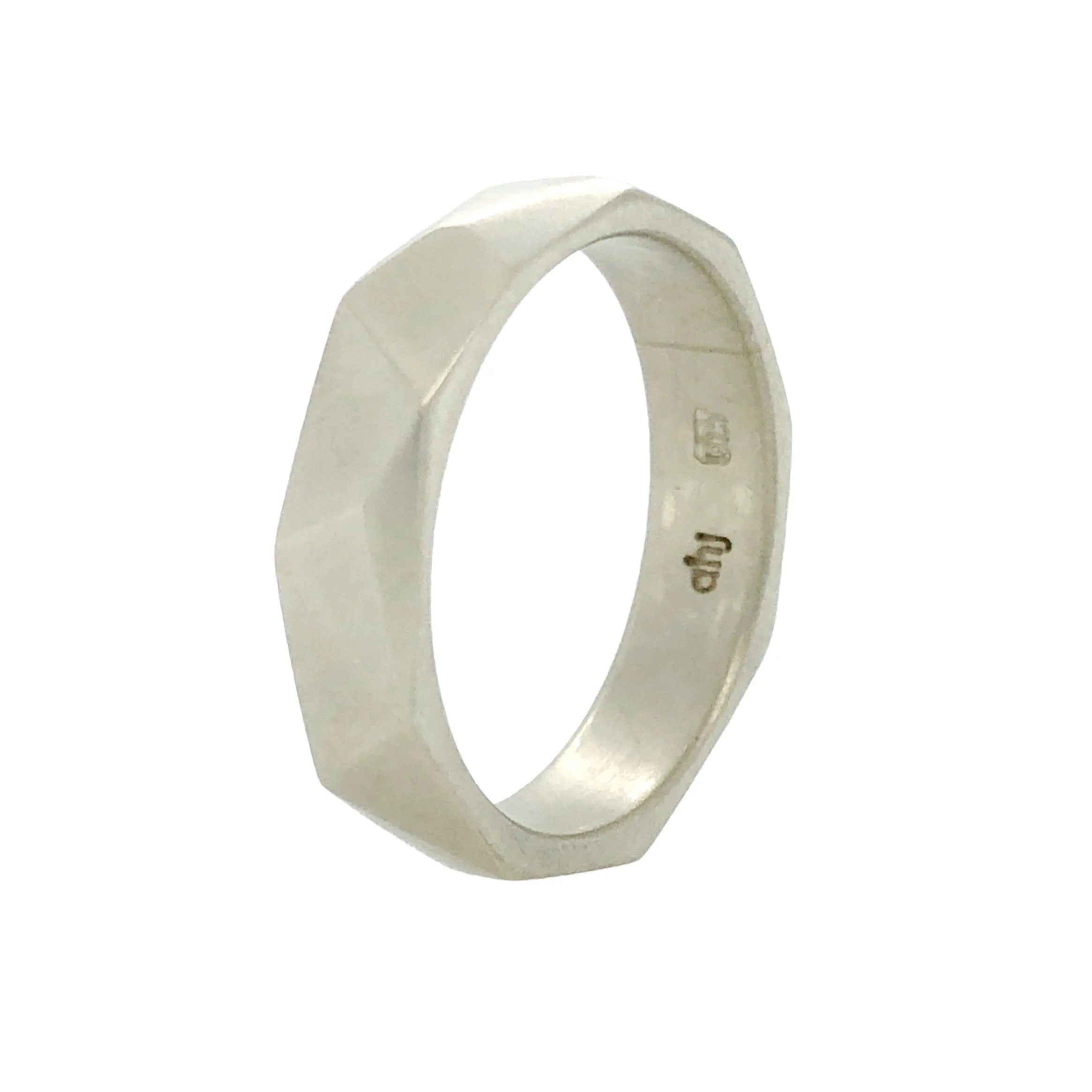 Asymmetrical Facet White Gold Ring - Ash Hilton