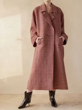 Autumn and Winter Ladies Plaid Long Casual Jacket
