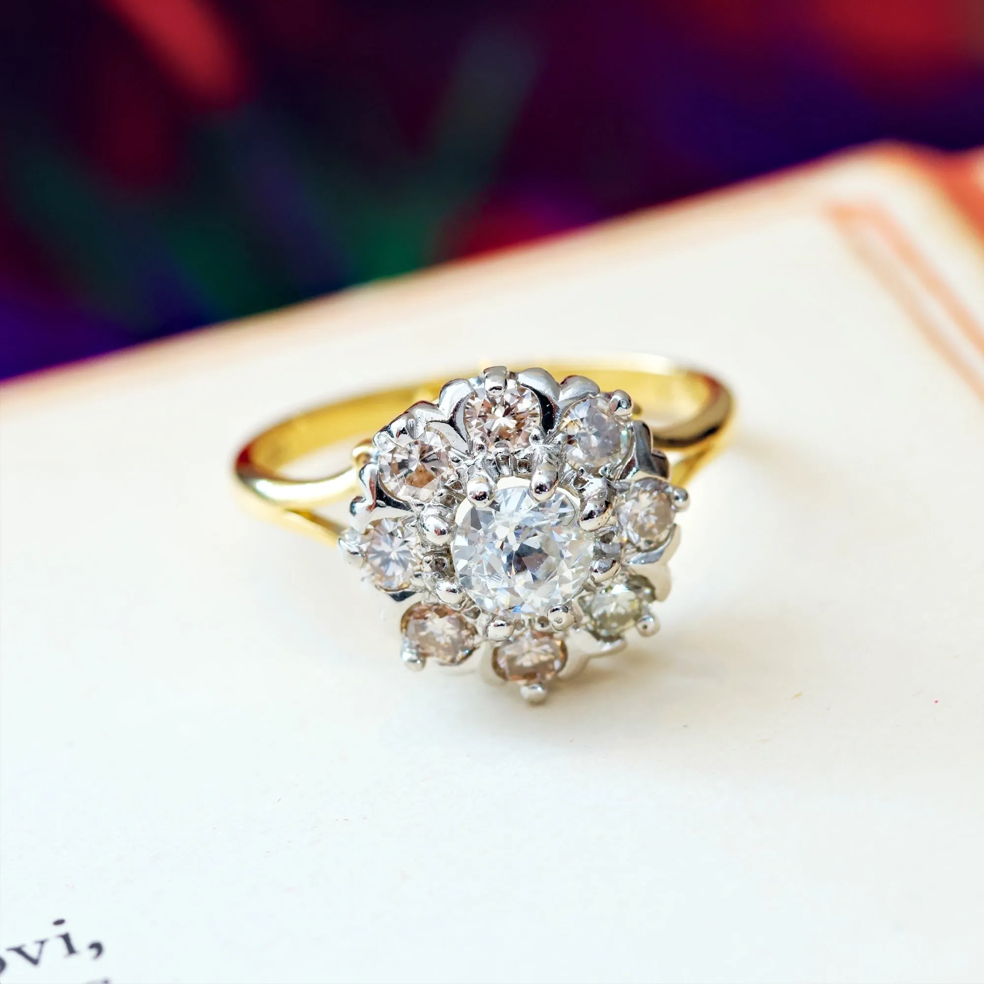 Awesome Loveliness! Vintage Diamond Cluster Engagement Ring
