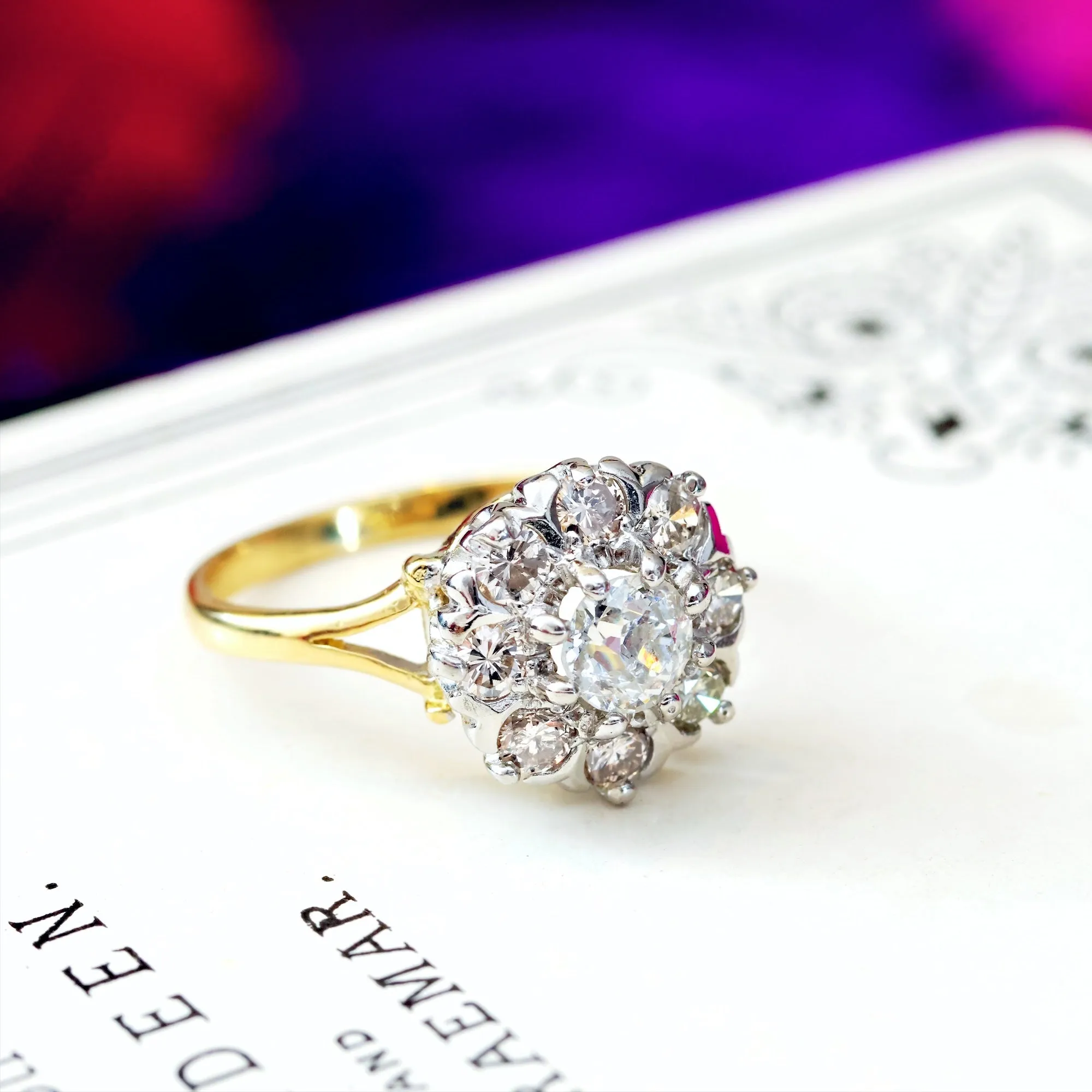 Awesome Loveliness! Vintage Diamond Cluster Engagement Ring