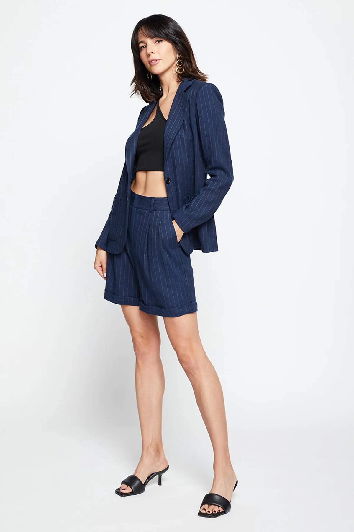 Bailey 44 Moon Pinstripe Jacket In Midnight