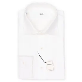 BARBA Napoli Handmade White Dobby Cotton Dress Shirt EU 45 NEW US 18