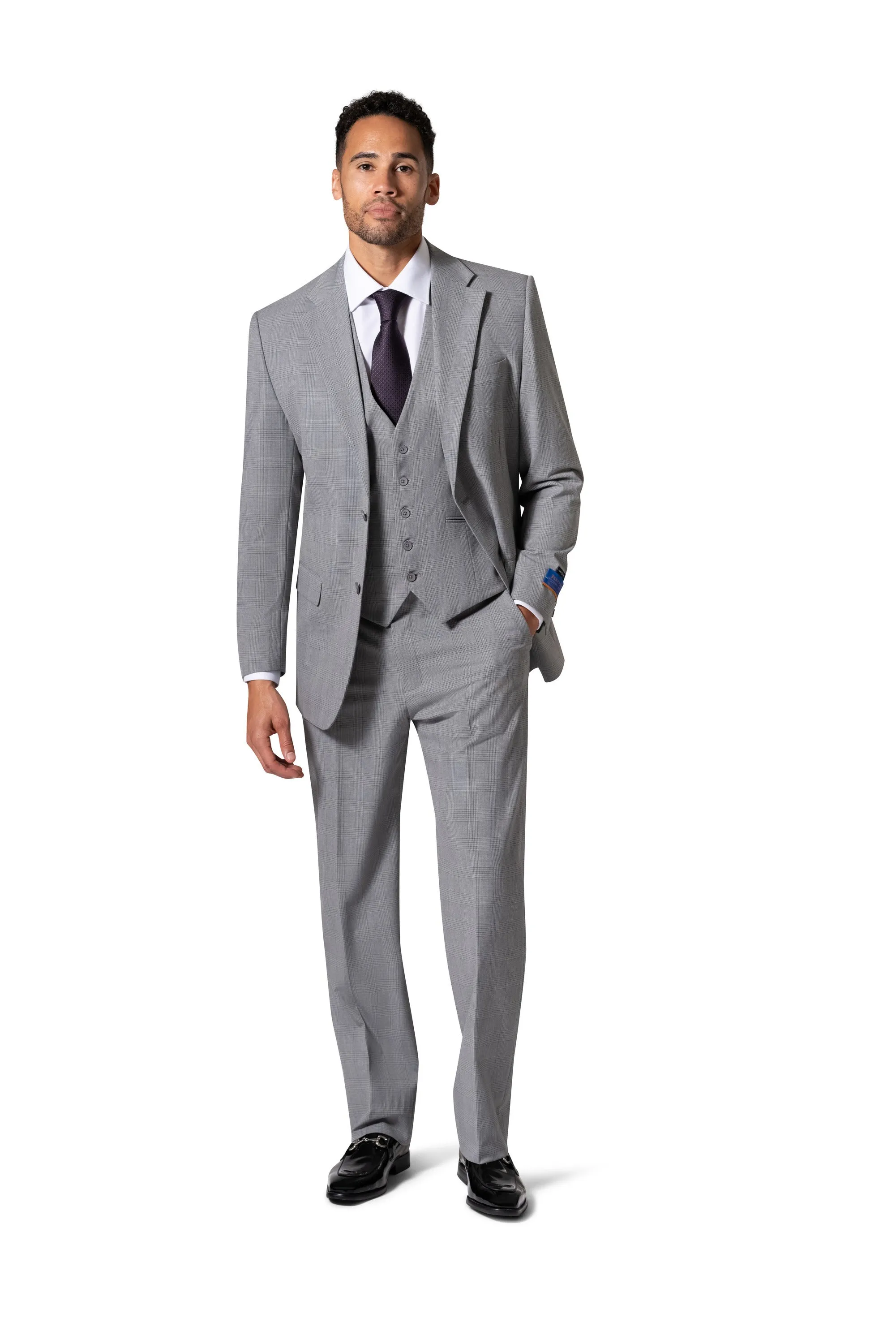 Berragamo BP04KE-07 3PC Notch Modern Suit - Grey