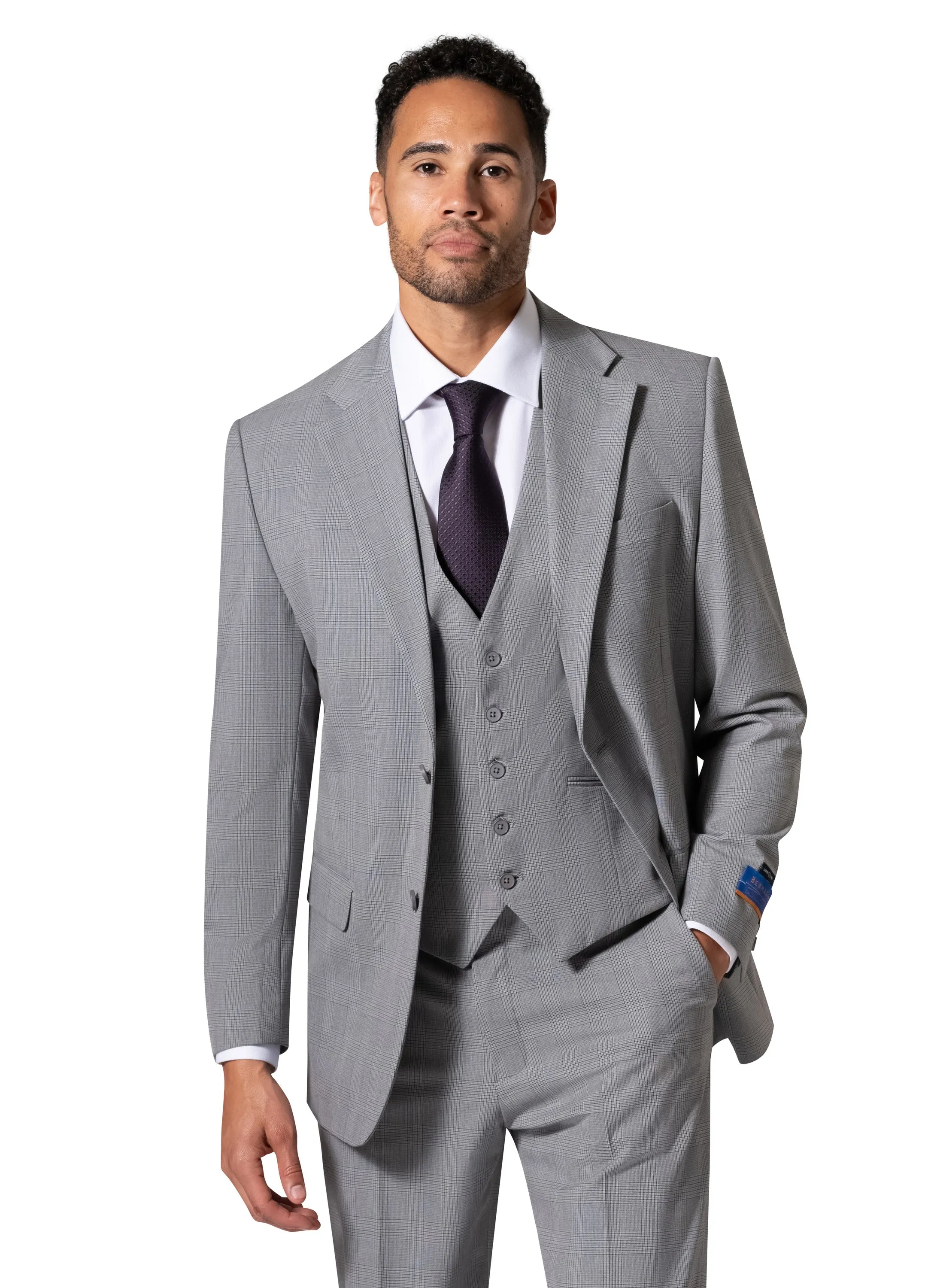Berragamo BP04KE-07 3PC Notch Modern Suit - Grey