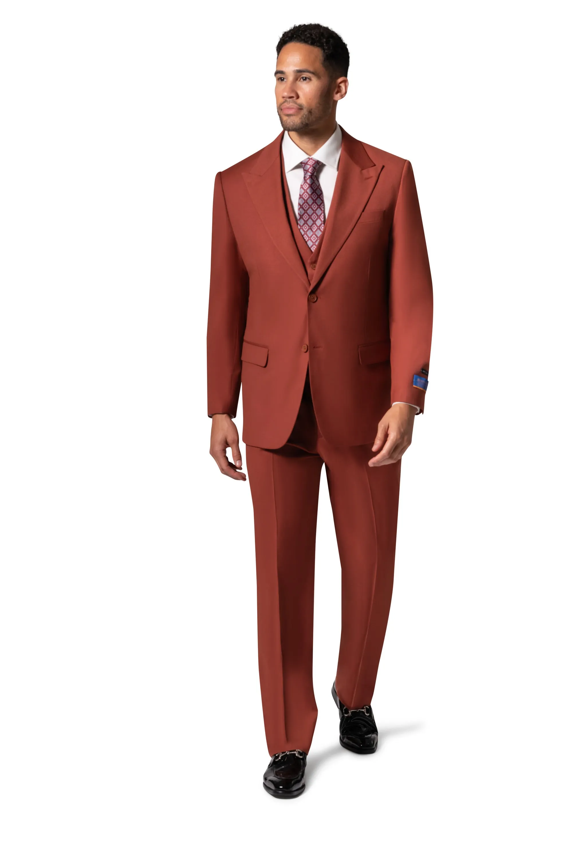 Berragamo MARCO UNI 3PC Modern Peak Suit - Rust