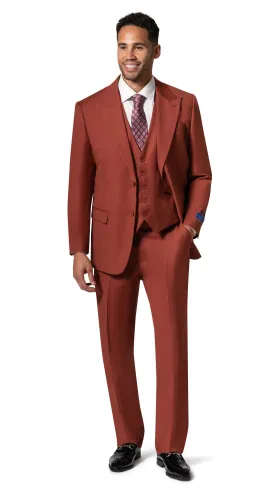 Berragamo MARCO UNI 3PC Modern Peak Suit - Rust