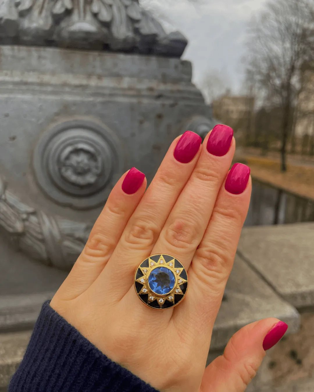 Black Enamel Sun Ring