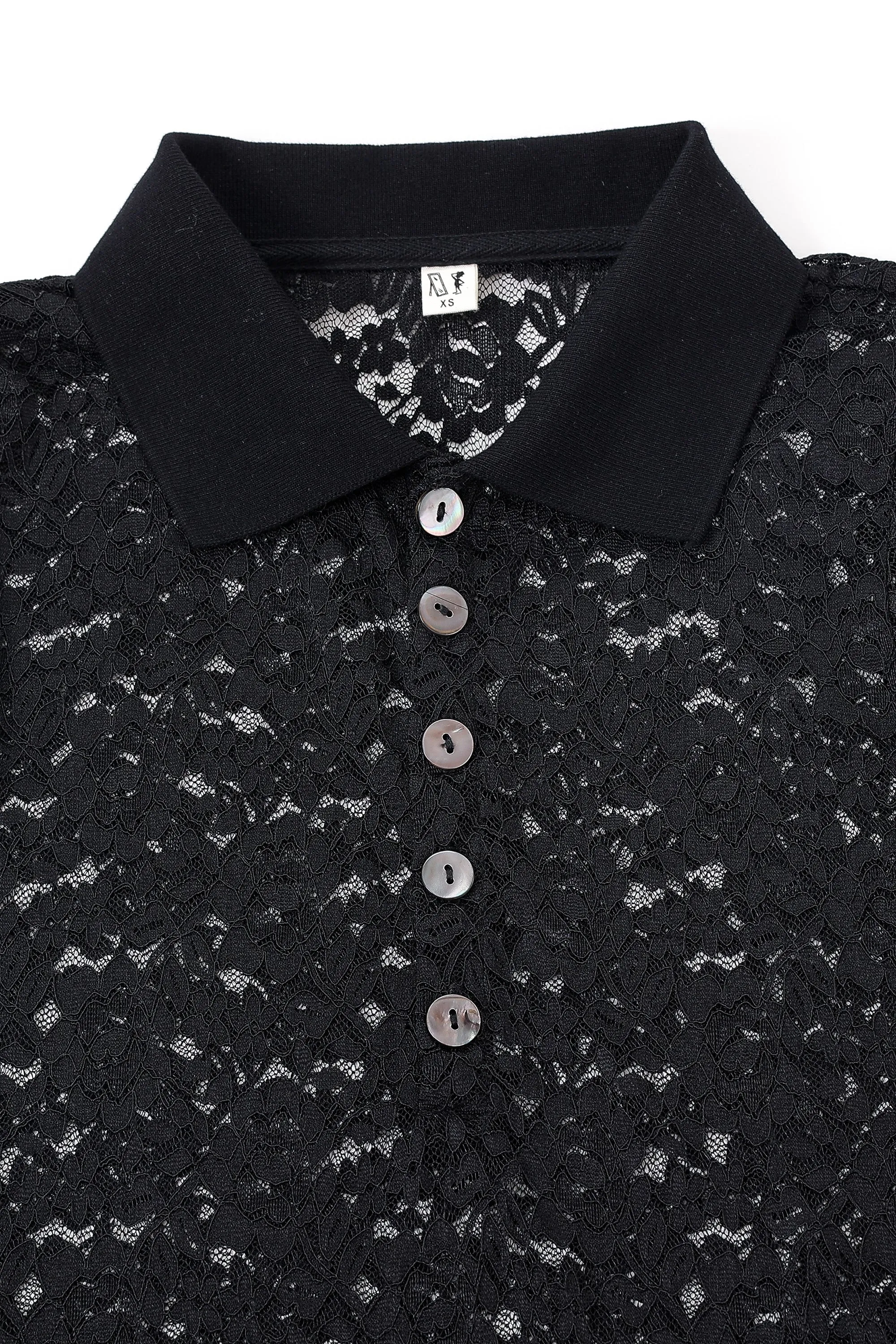 Black Rose Lace Button Up Dress