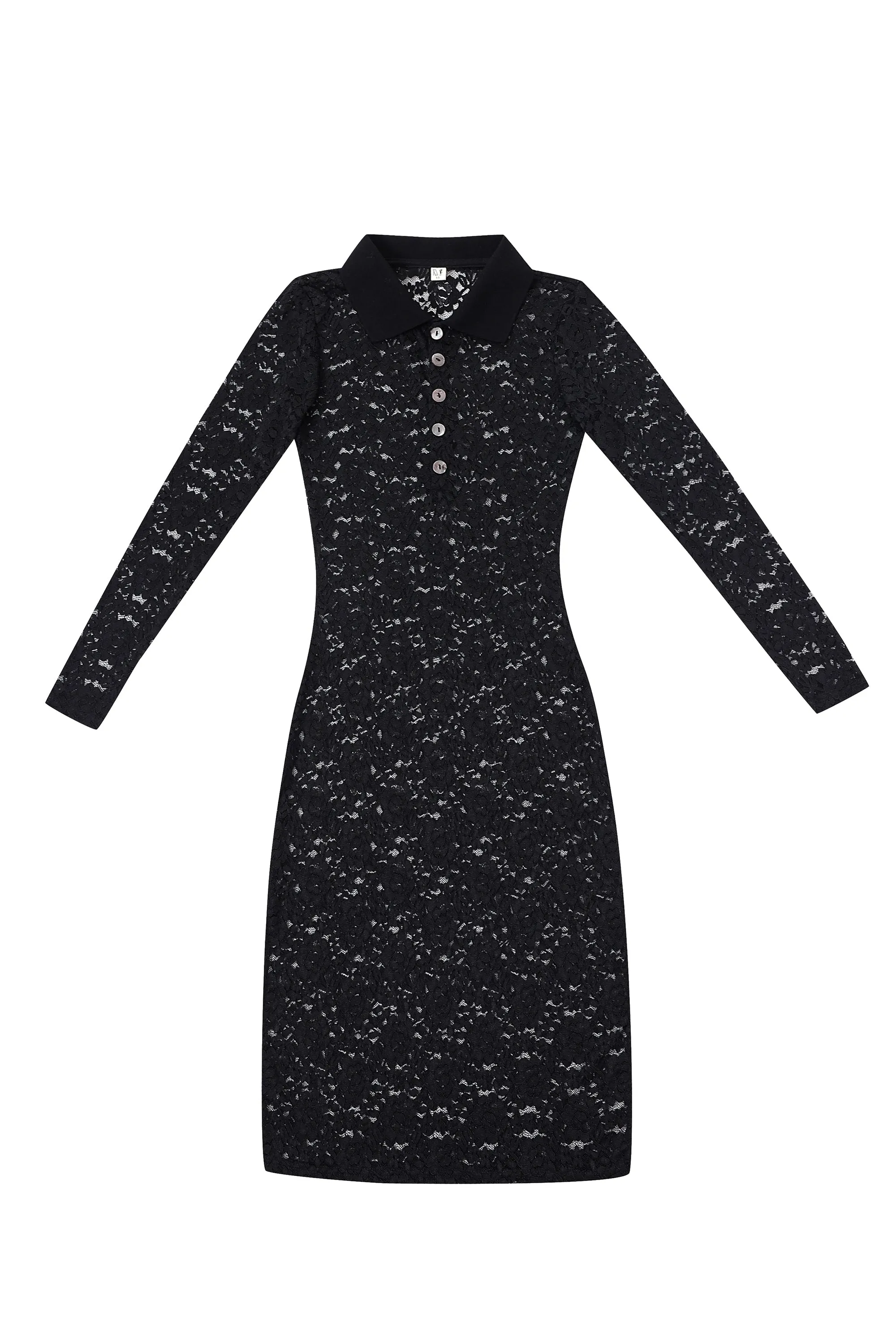 Black Rose Lace Button Up Dress