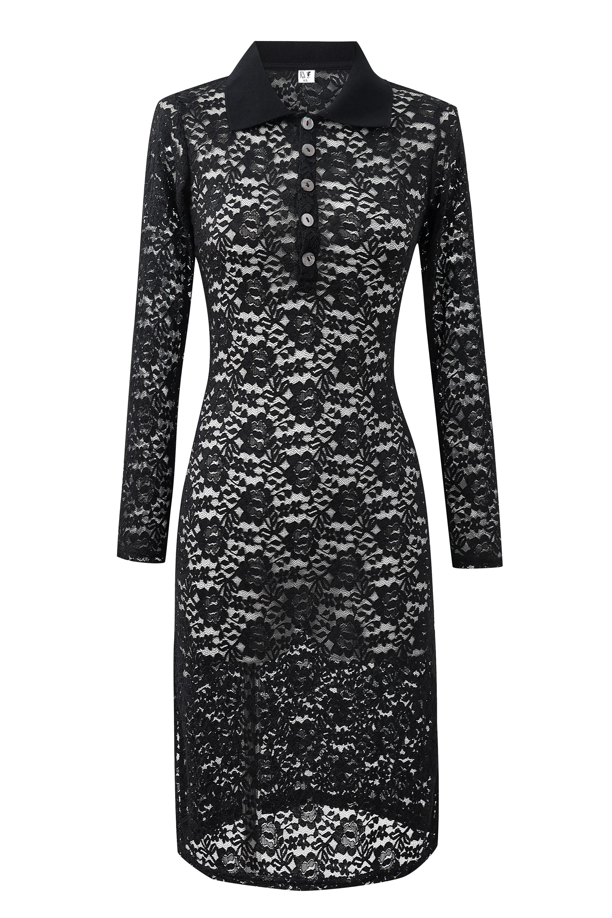 Black Rose Lace Button Up Dress
