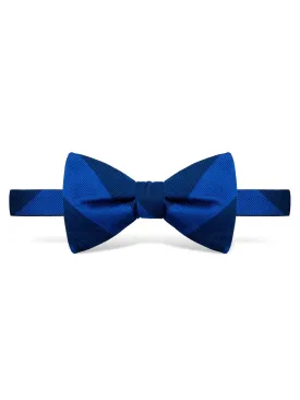 Blue and Navy Block Stripe Bow Tie - Self Tie