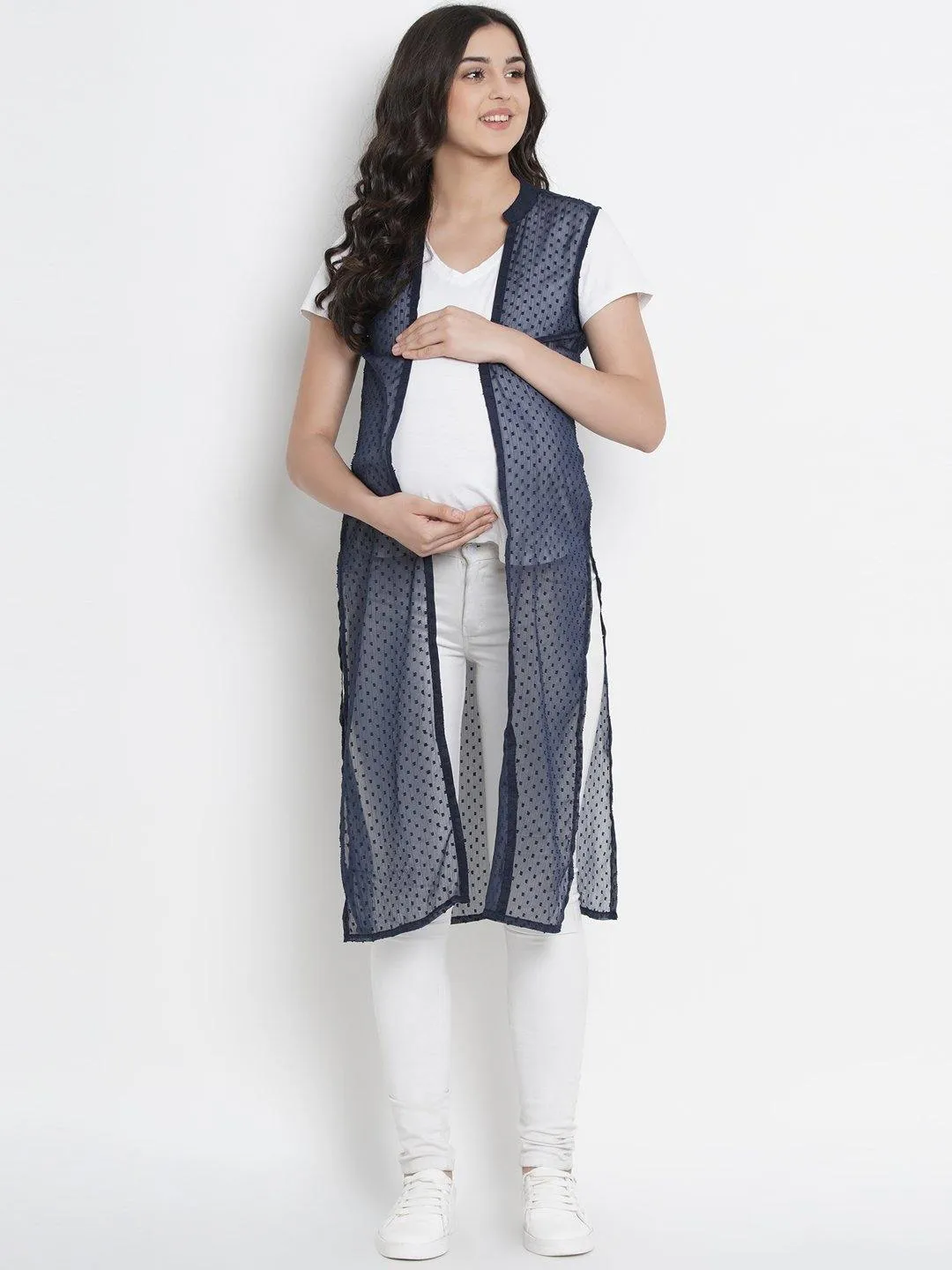 Blue Long Maternity Shrug