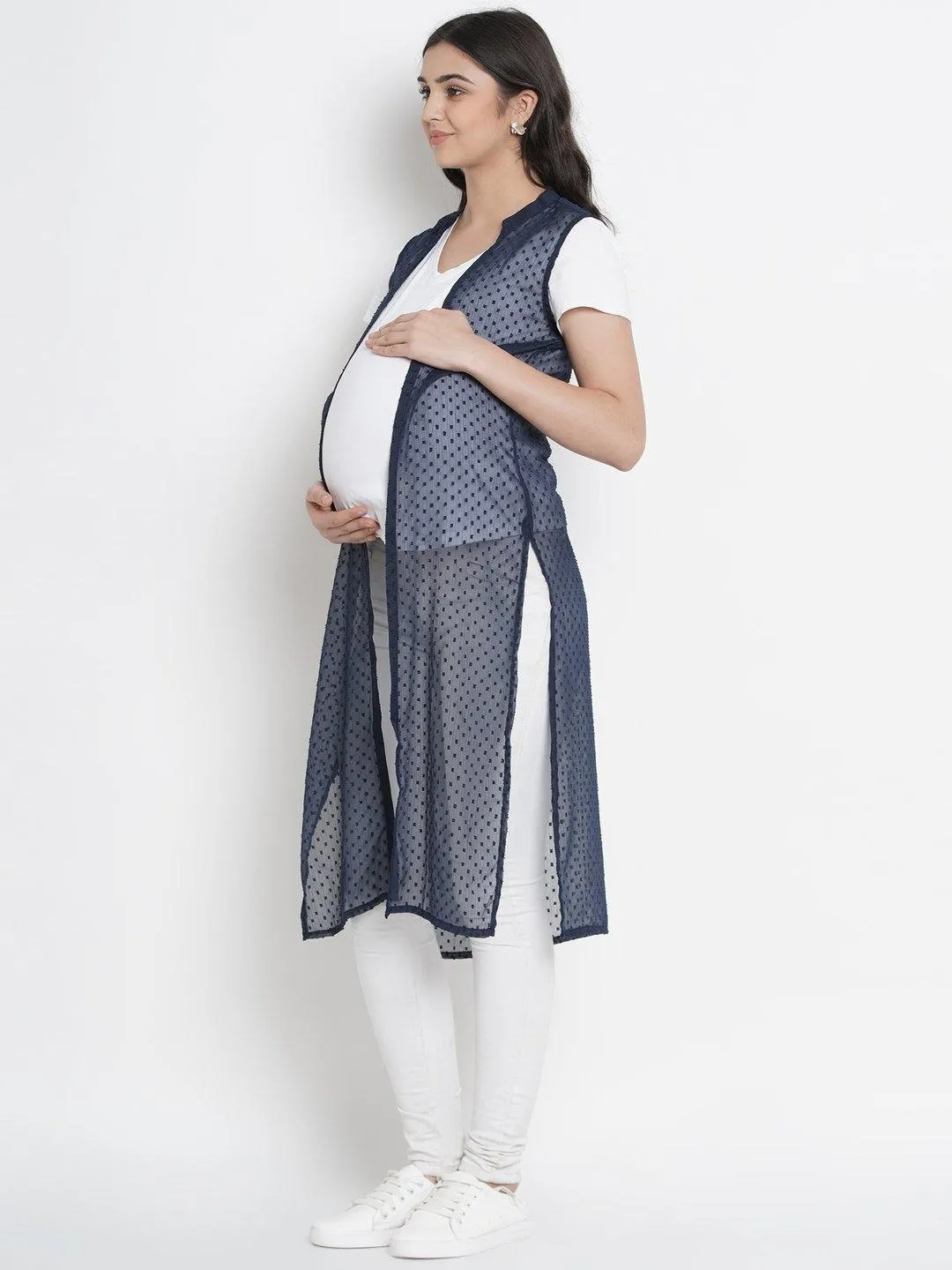 Blue Long Maternity Shrug