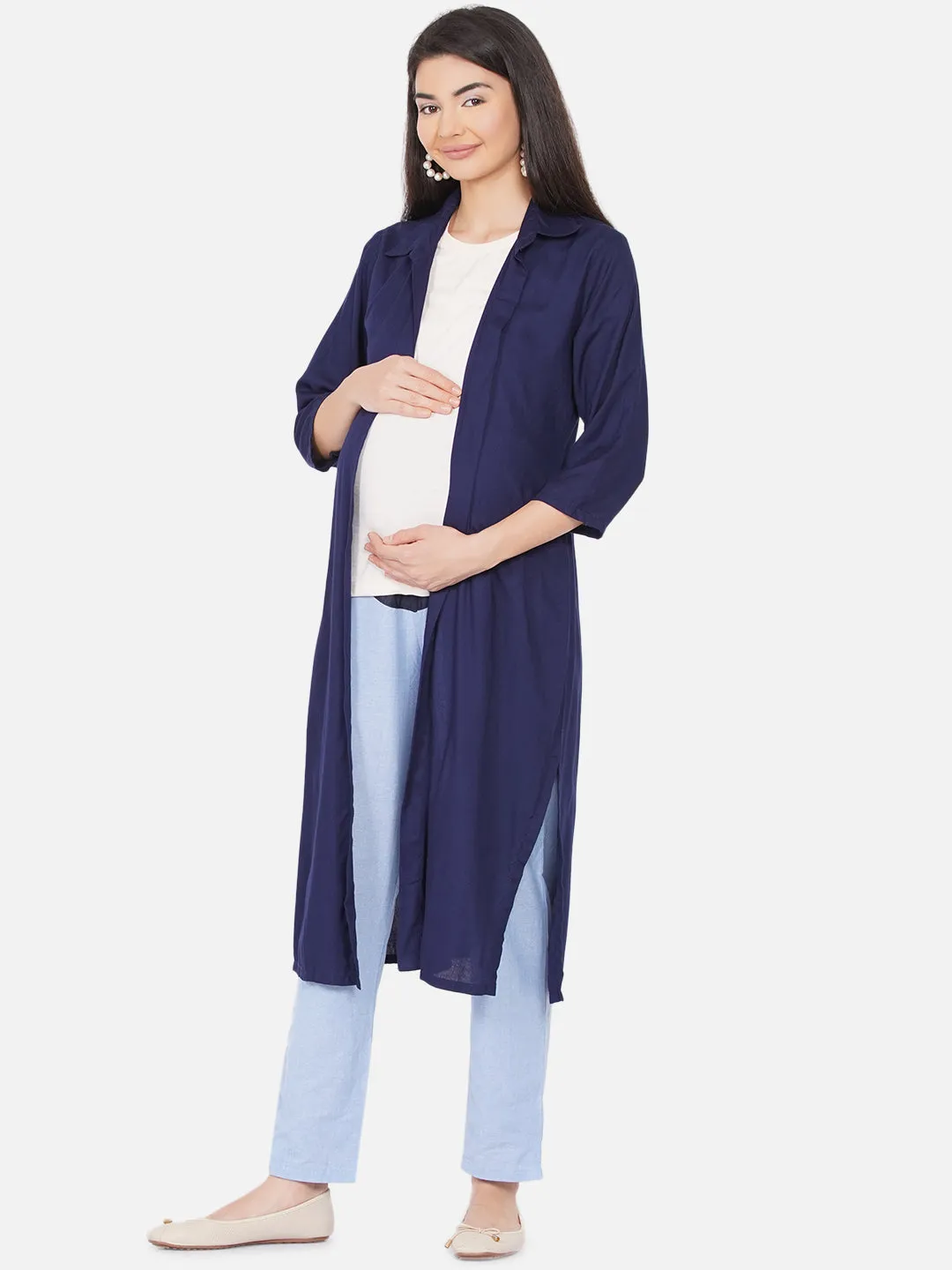 Blue Long Maternity Shrug