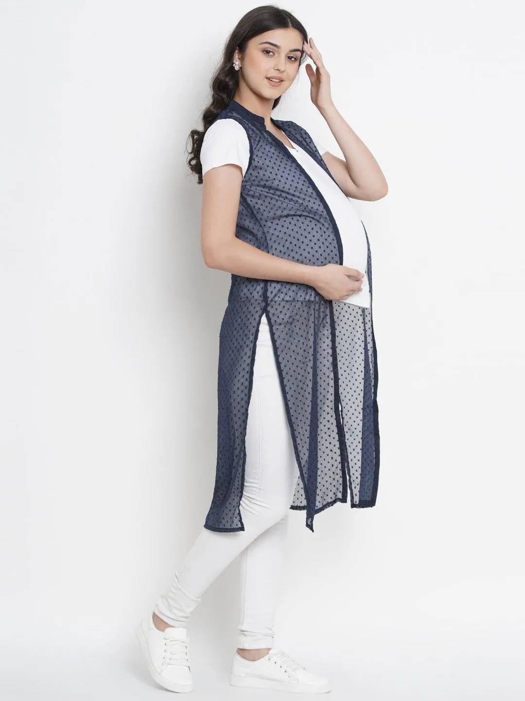 Blue Long Maternity Shrug
