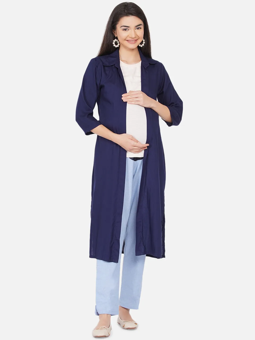 Blue Long Maternity Shrug