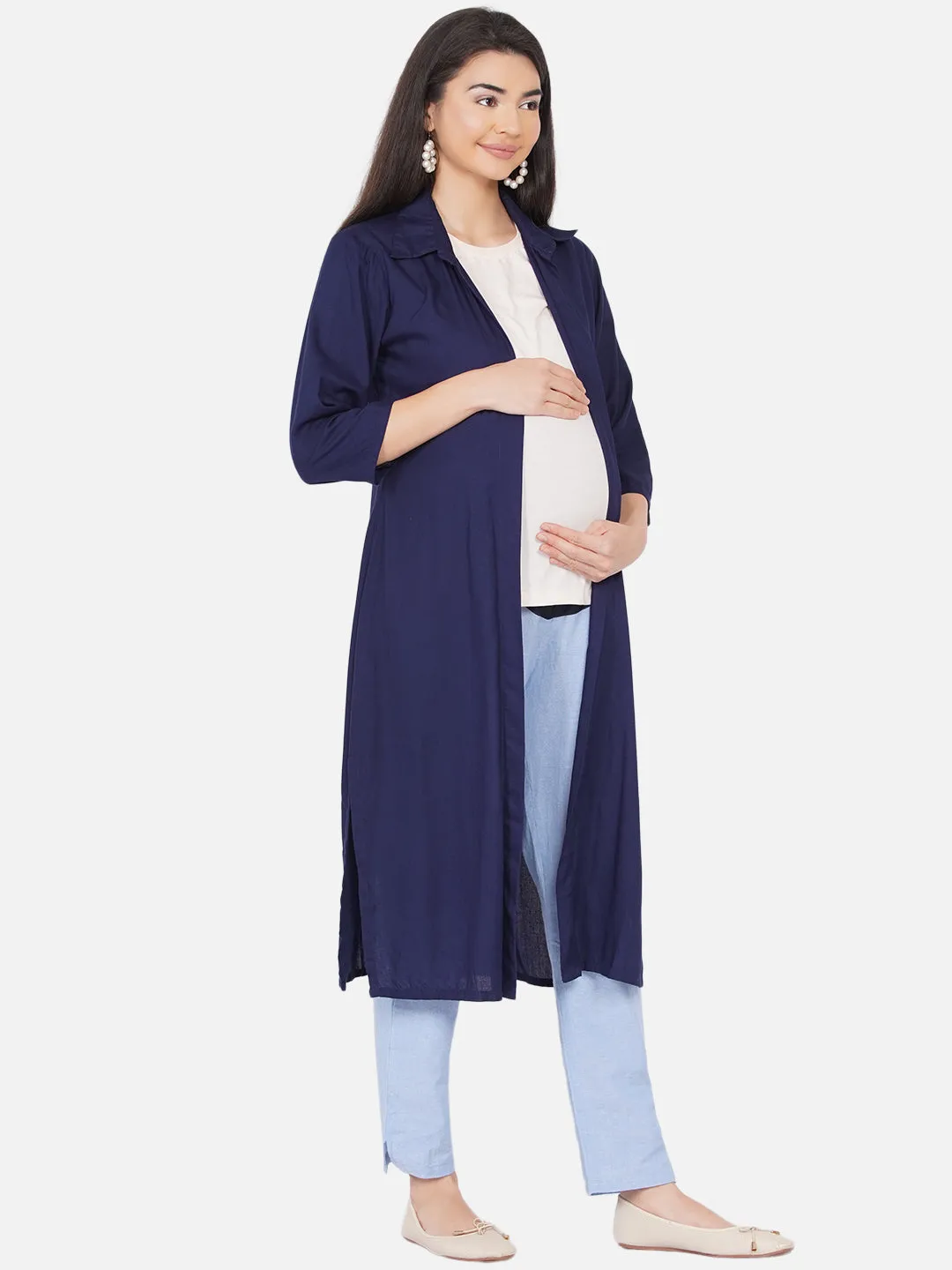Blue Long Maternity Shrug