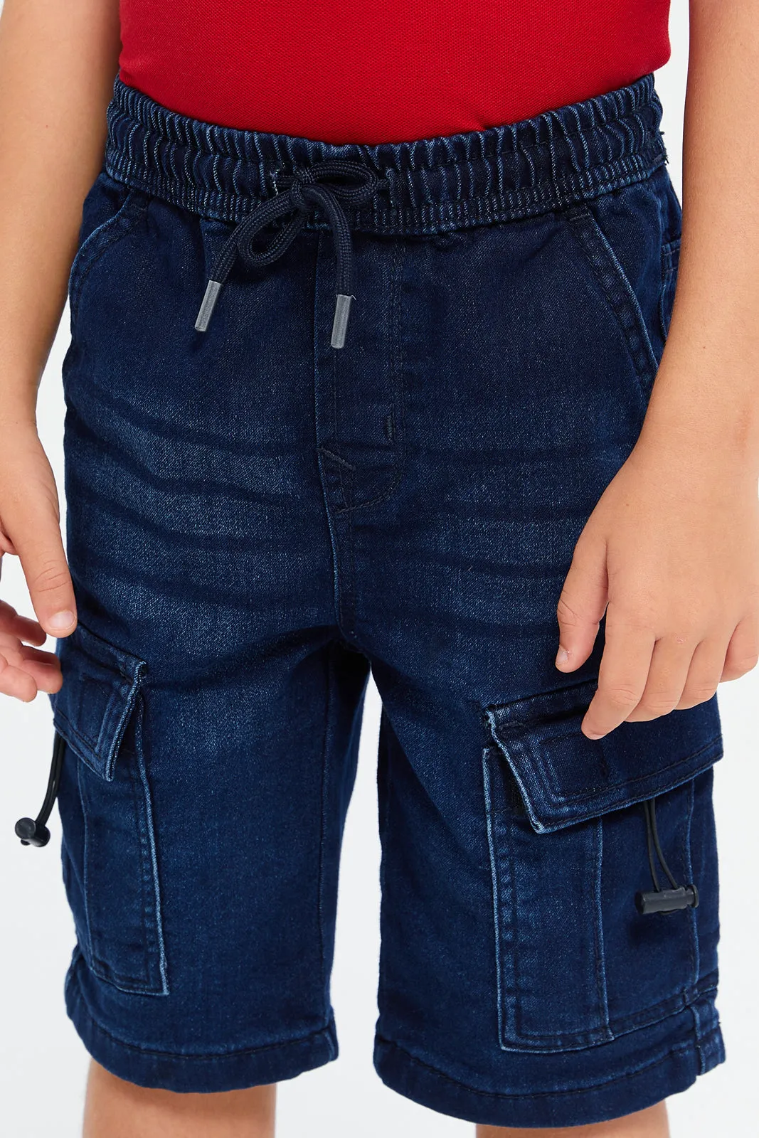 Boys Navy Cargo Pocket Pull On Short