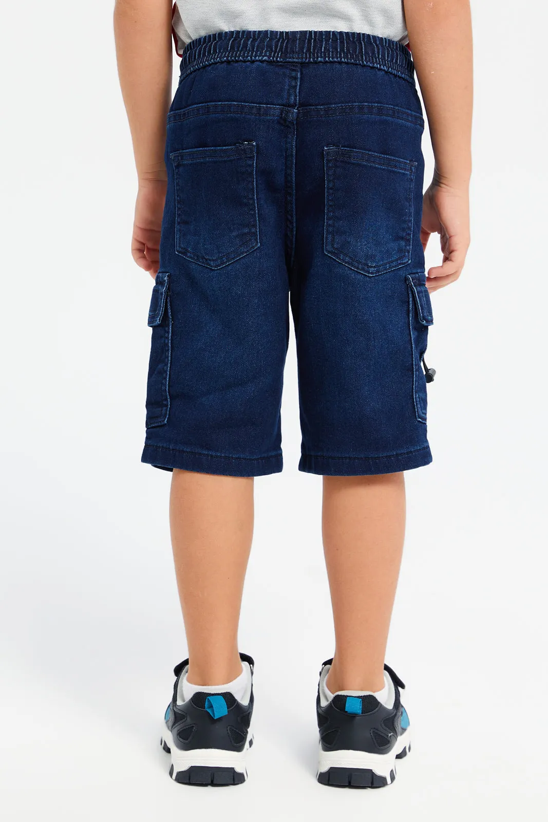 Boys Navy Cargo Pocket Pull On Short