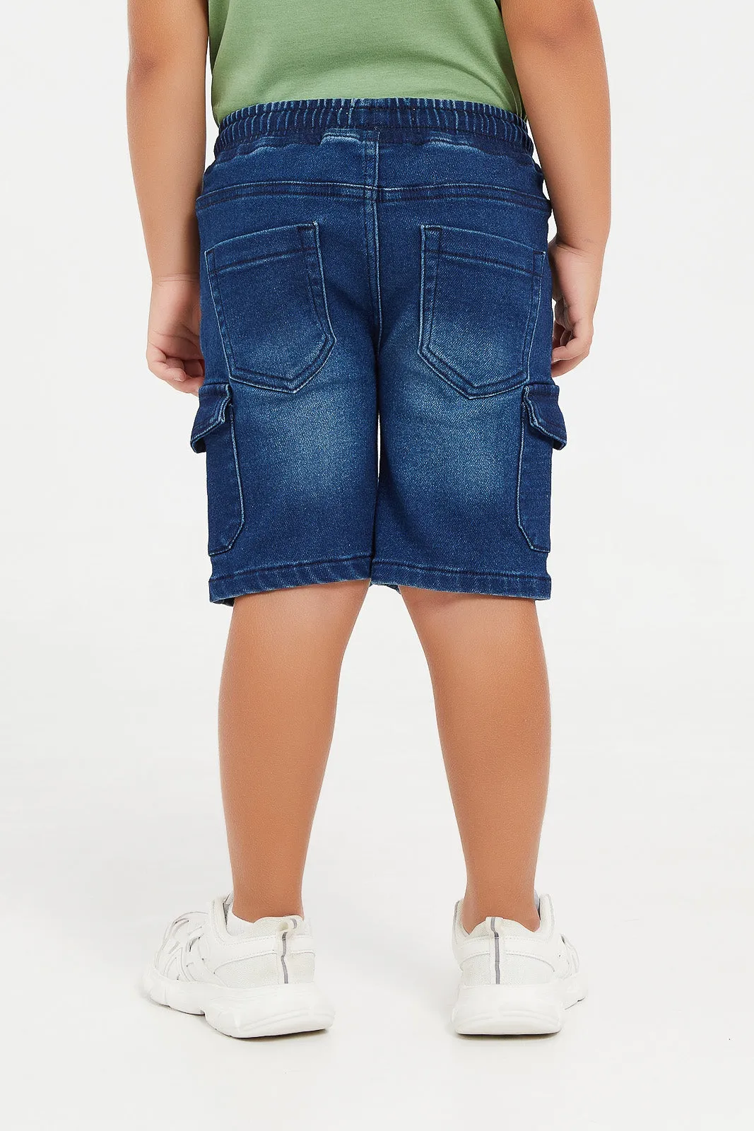 Boys Navy Denim Cargo Short