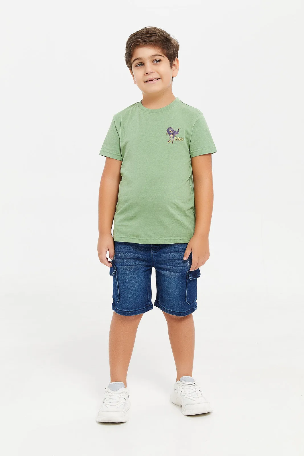 Boys Navy Denim Cargo Short
