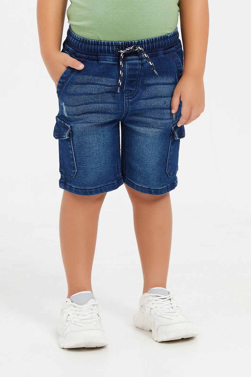 Boys Navy Denim Cargo Short