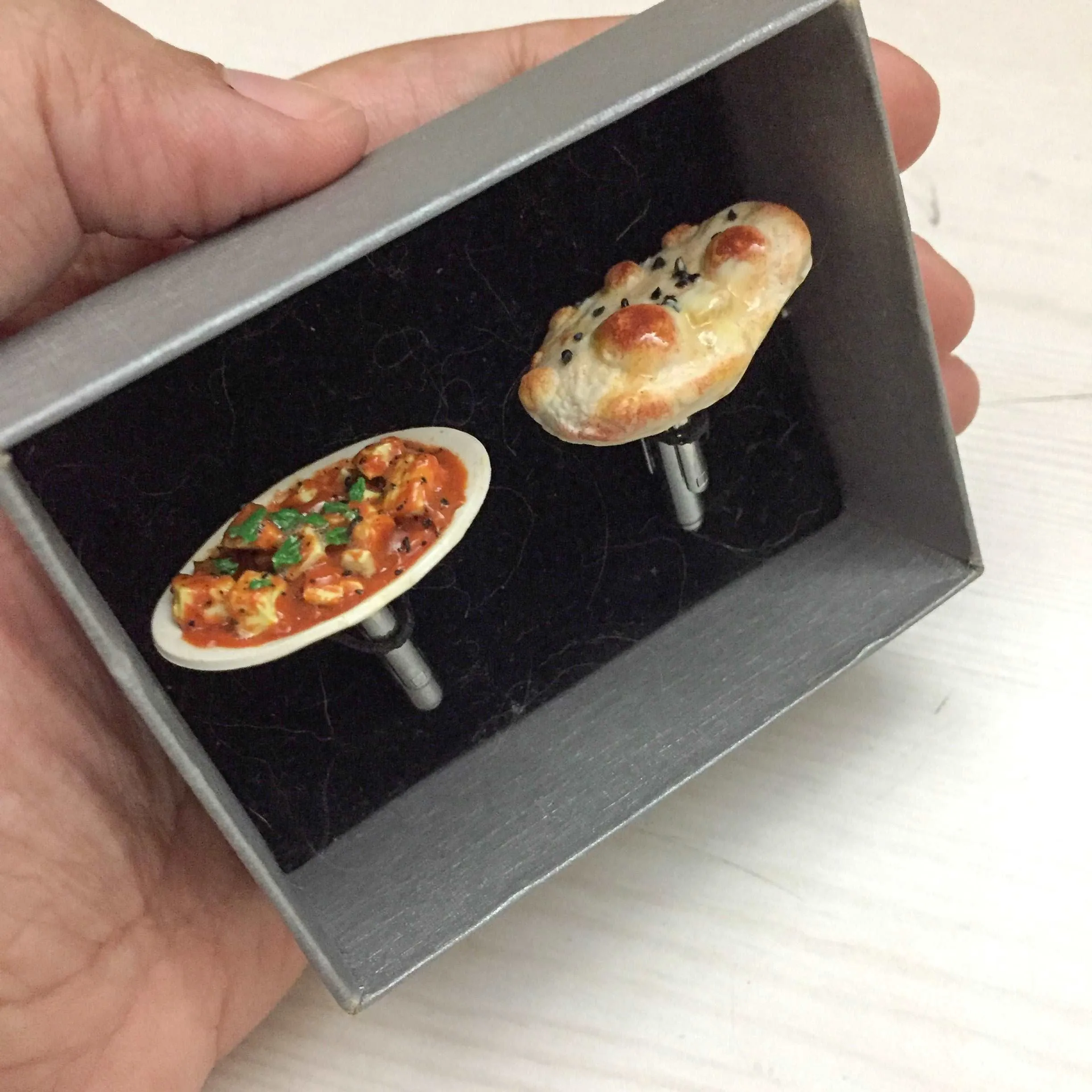 Butter Naan N Paneer Matar Miniature Cufflinks