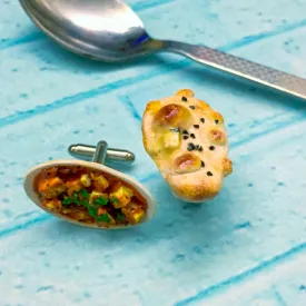 Butter Naan N Paneer Matar Miniature Cufflinks