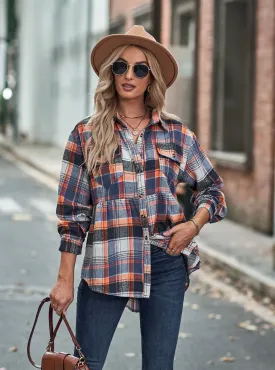Casual Long Sleeve Buttoned Plaid Shirt