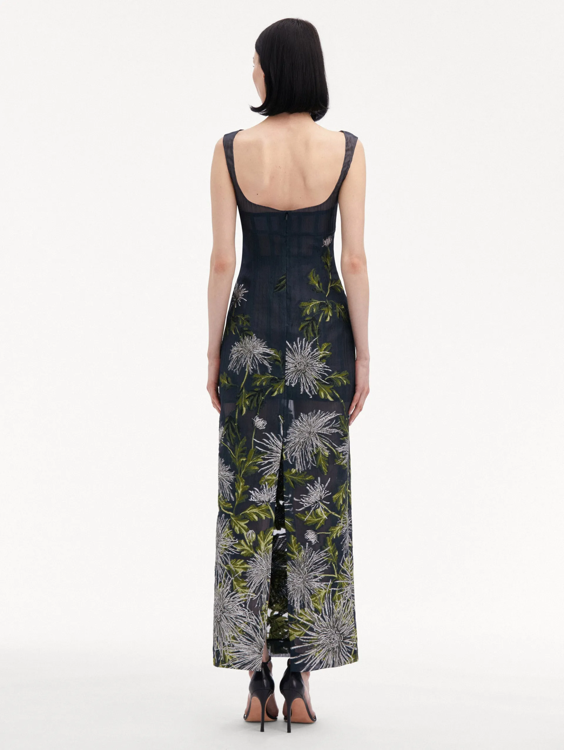 Chrysanthemum Fil Coupé Column Gown