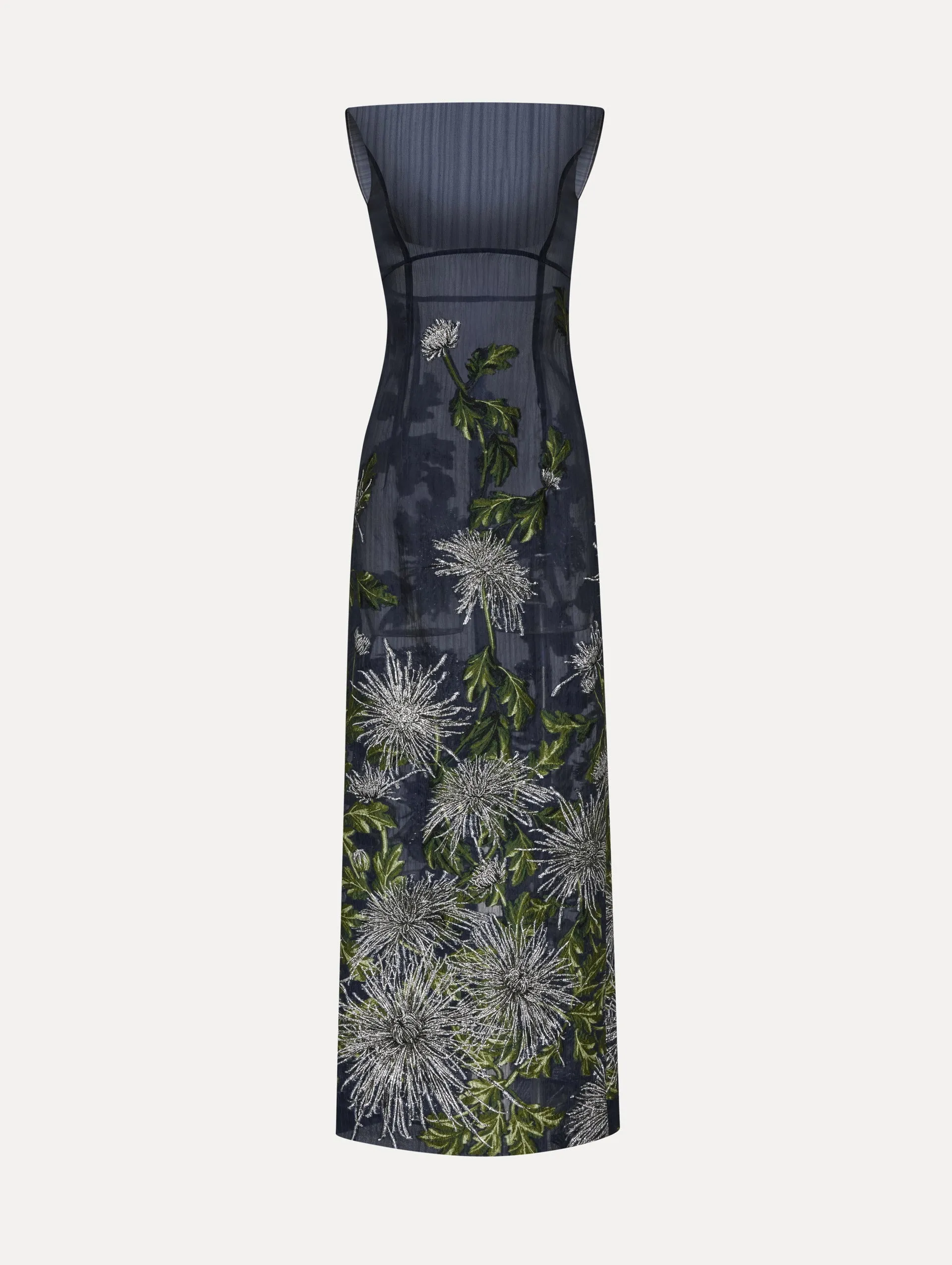 Chrysanthemum Fil Coupé Column Gown