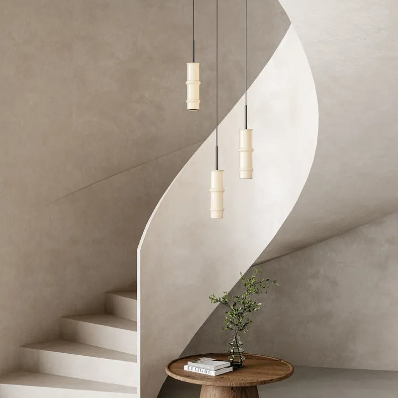 Contemporary Opal Glass Cylindrical Single Pendant