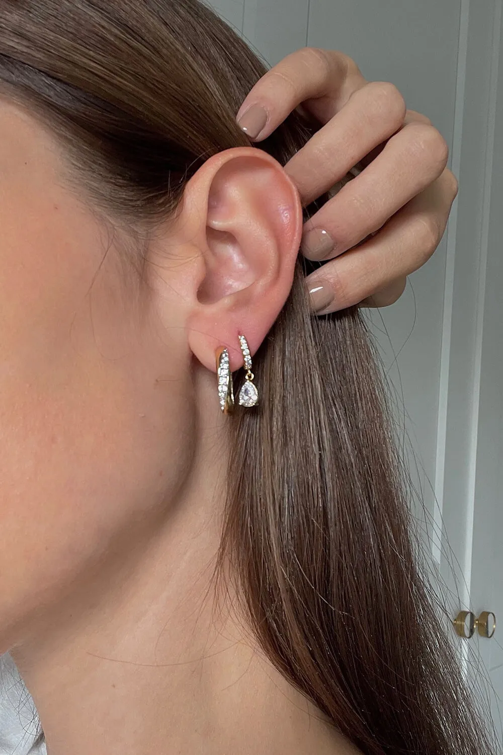Crystal Hoops 14K Gold Plated