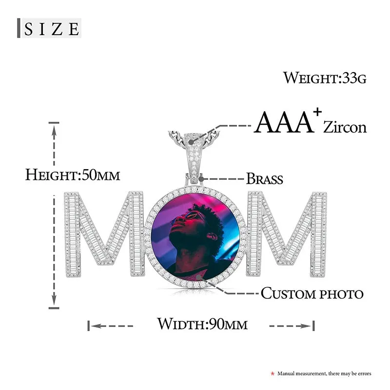 Custom Photo 'MOM' Pendant-in memory of mom necklace
