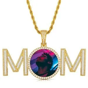 Custom Photo 'MOM' Pendant-in memory of mom necklace