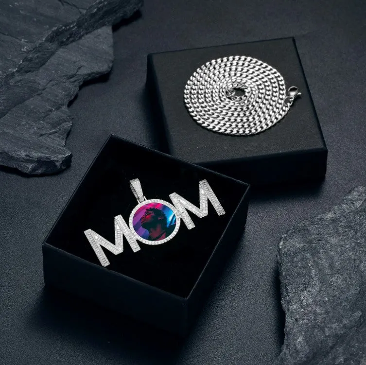 Custom Photo 'MOM' Pendant-in memory of mom necklace